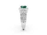 White gold Cushion Cut Halo Green Sapphire Ring with Split Shank and Four-Prong Setting_2