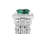 White gold Cushion Cut Halo Green Sapphire Ring with Split Shank and Four-Prong Setting_5