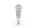 White gold Cushion Cut Halo Moissanite Ring with Split Shank and Four-Prong Setting_2