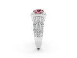 White gold Cushion Cut Halo Morganite Ring with Split Shank and Four-Prong Setting_2