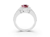 White gold Cushion Cut Halo Morganite Ring with Split Shank and Four-Prong Setting_3