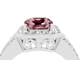 White gold Cushion Cut Halo Morganite Ring with Split Shank and Four-Prong Setting_4