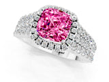 White gold Cushion Cut Halo Pavé Diamond Engagement Ring with Split Shank and Four-Prong Setting_1