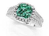 White gold Cushion Cut Halo Pavé Diamond Engagement Ring with Split Shank and Four-Prong Setting_1