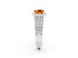White gold Cushion Cut Halo Pavé Diamond Engagement Ring with Split Shank and Four-Prong Setting_2