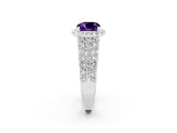 White gold Cushion Cut Halo Pavé Diamond Engagement Ring with Split Shank and Four-Prong Setting_2