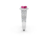 White gold Cushion Cut Halo Pavé Diamond Engagement Ring with Split Shank and Four-Prong Setting_2