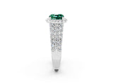 White gold Cushion Cut Halo Pavé Diamond Engagement Ring with Split Shank and Four-Prong Setting_2