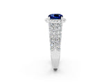 White gold Cushion Cut Halo Pavé Diamond Engagement Ring with Split Shank and Four-Prong Setting_2