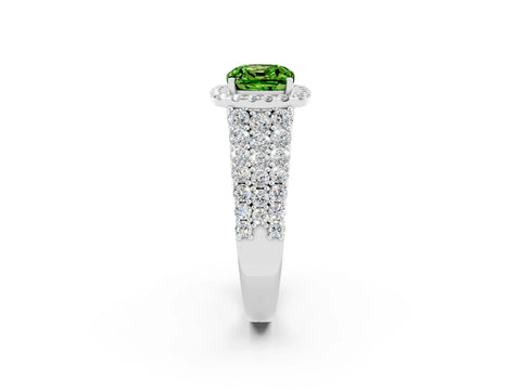 White gold Cushion Cut Halo Pavé Diamond Engagement Ring with Split Shank and Four-Prong Setting_2