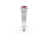 White gold Cushion Cut Halo Pavé Diamond Engagement Ring with Split Shank and Four-Prong Setting_2