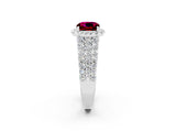 White gold Cushion Cut Halo Pavé Diamond Engagement Ring with Split Shank and Four-Prong Setting_2