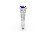 White gold Cushion Cut Halo Pavé Diamond Engagement Ring with Split Shank and Four-Prong Setting_2