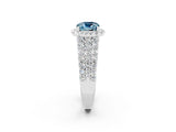 White gold Cushion Cut Halo Pavé Diamond Engagement Ring with Split Shank and Four-Prong Setting_2