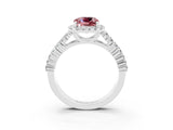 White gold Cushion Cut Halo Pavé Diamond Engagement Ring with Split Shank and Four-Prong Setting_3