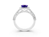 White gold Cushion Cut Halo Pavé Diamond Engagement Ring with Split Shank and Four-Prong Setting_3