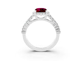 White gold Cushion Cut Halo Pavé Diamond Engagement Ring with Split Shank and Four-Prong Setting_3