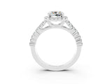 White gold Cushion Cut Halo Pavé Diamond Engagement Ring with Split Shank and Four-Prong Setting_3
