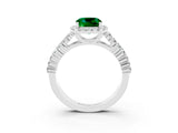 White gold Cushion Cut Halo Pavé Diamond Engagement Ring with Split Shank and Four-Prong Setting_3