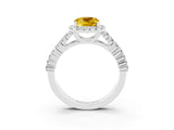 White gold Cushion Cut Halo Pavé Diamond Engagement Ring with Split Shank and Four-Prong Setting_3