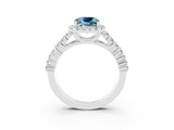 White gold Cushion Cut Halo Pavé Diamond Engagement Ring with Split Shank and Four-Prong Setting_3