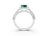White gold Cushion Cut Halo Pavé Diamond Engagement Ring with Split Shank and Four-Prong Setting_3