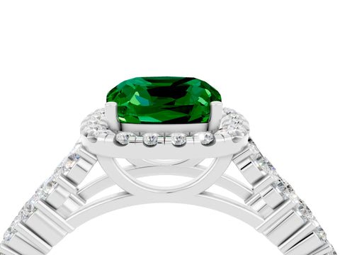 White gold Cushion Cut Halo Pavé Diamond Engagement Ring with Split Shank and Four-Prong Setting_4
