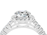 White gold Cushion Cut Halo Pavé Diamond Engagement Ring with Split Shank and Four-Prong Setting_4
