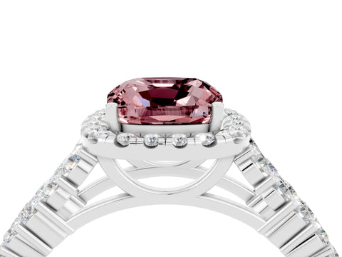 White gold Cushion Cut Halo Pavé Diamond Engagement Ring with Split Shank and Four-Prong Setting_4