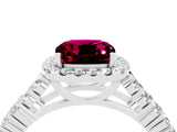 White gold Cushion Cut Halo Pavé Diamond Engagement Ring with Split Shank and Four-Prong Setting_4