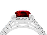 White gold Cushion Cut Halo Pavé Diamond Engagement Ring with Split Shank and Four-Prong Setting_4