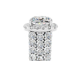 White gold Cushion Cut Halo Pavé Diamond Engagement Ring with Split Shank and Four-Prong Setting_5