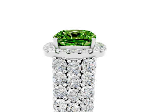 White gold Cushion Cut Halo Pavé Diamond Engagement Ring with Split Shank and Four-Prong Setting_5