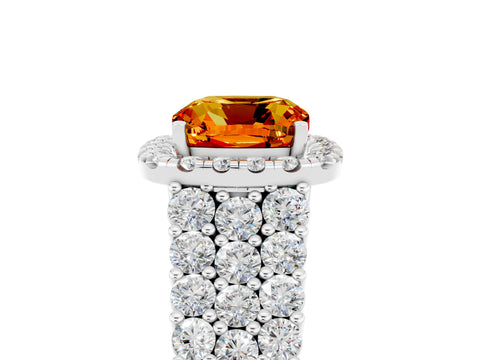 White gold Cushion Cut Halo Pavé Diamond Engagement Ring with Split Shank and Four-Prong Setting_5