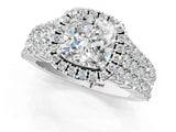 White gold Cushion Cut Halo Pavé Diamond Engagement Ring with Split Shank and Four-Prong Setting_5