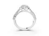 White gold Cushion Cut Halo Pavé Diamond Engagement Ring with Split Shank and Four-Prong Setting_7