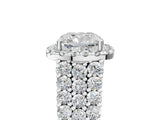 White gold Cushion Cut Halo Pavé Diamond Engagement Ring with Split Shank and Four-Prong Setting_9