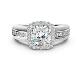 White gold Cushion Cut Halo Pave Band Four-Prong Ring_142