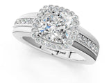 White gold Cushion Cut Halo Pave Band Four-Prong Ring_143