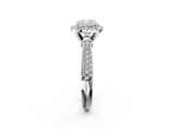 White gold Cushion Cut Halo Pave Band Four-Prong Setting Ring_39