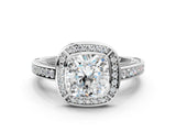 White gold Cushion Cut Halo Pave Split Shank Prong Setting Ring_44