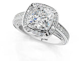 White gold Cushion Cut Halo Pave Split Shank Prong Setting Ring_45