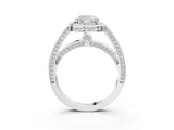 White gold Cushion Cut Halo Pave Split Shank Prong Setting Ring_47
