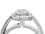 White gold Cushion Cut Halo Pave Split Shank Prong Setting Ring_48