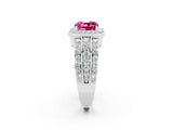 White gold Cushion Cut Halo Pink Sapphire Ring with Split Shank and Four-Prong Setting_26