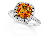 White gold Cushion Cut Halo Round Diamond Pavé Band Four-Prong Ring_13