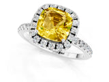 White gold Cushion Cut Halo Round Diamond Pavé Band Four-Prong Ring_13