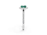 White gold Cushion Cut Halo Round Diamond Pavé Band Four-Prong Ring_14
