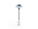 White gold Cushion Cut Halo Round Diamond Pavé Band Four-Prong Ring_14