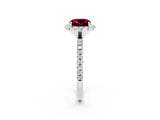 White gold Cushion Cut Halo Round Diamond Pavé Band Four-Prong Ring_14